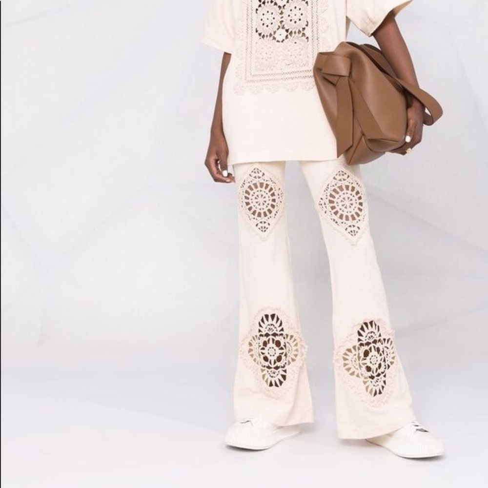 NWT Acne Studios Evelta Crochet Trimmed Cotton Pants